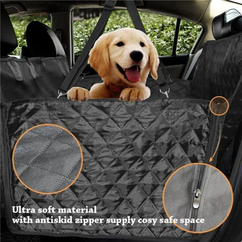 Quilted Dog Car Seat Cover w/ Side Flap Pet Backseat Cover for Cars, 57''Wx60''L